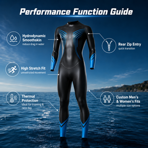 <span class=keywords><strong>Combinaison</strong></span> de <span class=keywords><strong>triathlon</strong></span> professionnelle en néoprène à surface hydrodynamique lisse pour hommes et femmes, idéale pour la compétition - Product Image 1