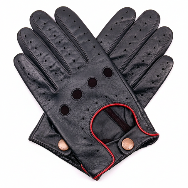 Black Red Genuine Leather Driving Gloves Professional Unisex Leather Gloves From Pakistan 2025 Gloves