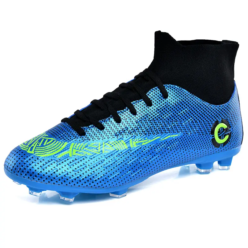 Youth Adult Football Sneakers Long Nails High-top Socks Turf Elastic Soccer Shoes For Man