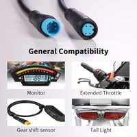 Cable de Extensión de Cobre Puro Impermeable M8 de 1 Metro/3.3 Pies, 2, 3, 4, 5 Pines, IP65 para Acelerador, Freno, Pantalla e Impresora de Bicicletas Eléctricas