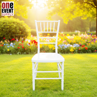 Chaises de mariage en résine Chiavari empilables, blanches, solides, de luxe, pour événements, vente en gros
