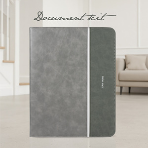 Carpeta de Cuero con Logotipo Personalizado, Pequeña, Tamaño A4, Color Gris Discreto, con Cierre, Bolsa de Entrega, Carpeta de Entrega - Product Image 1