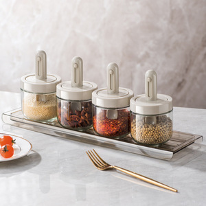 Spice Jar Glass With Telescopic Spoon Lid Airtight Moisture Proof For Kitchen Storage M Size - Product Image 3