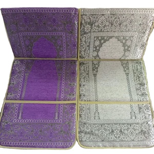 Alfombra de oración plegable islámica de poliéster hecha a mano, cómoda para rodillas con soporte para la espalda, Alfombra de oración musulmana al por mayor - Product Image 1