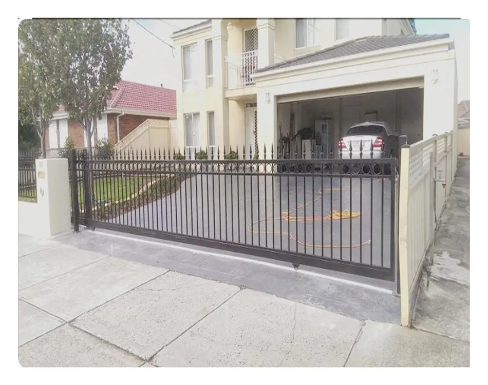 Sustainable tubular steel sliding gates automated driveway gate with electric motor and remote