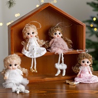 Pendentif Poupée Ange en Peluche, Ornement de Noël en Tissu avec Jupe en Dentelle, Décoration d'Intérieur, Cadeau Adorable, Style Instagram