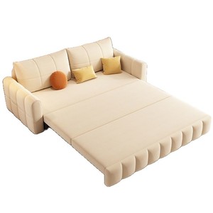 Cat Claw Velvet Foldable Multifunctional Sofa <b>Bed</b> Dual Purpose Nordic Cream Style Pull Out Couch For Small Living Room - Product Image 2