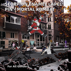 Broche de Personaje de Dibujos Animados Estilizado del Juego Mortal Kombat Japonés, Escorpión, Esmalte Negro Niquelado para Solapa, Pin para Graduación y Deportes - Product Image 2