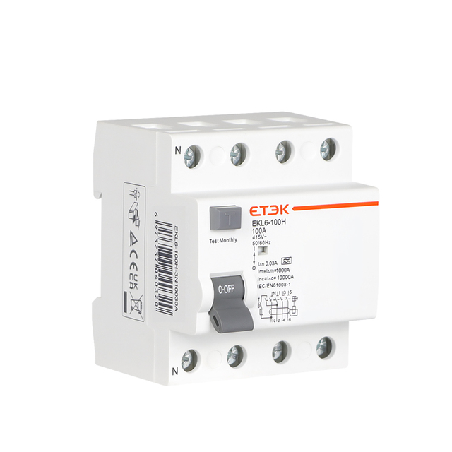 EKL6-100H High Current 100A RCCD 4P Earth Leakage Circuit Breaker 10KA 400V 4P 30mA Type a RCCB Residual Current Circuit Breaker
