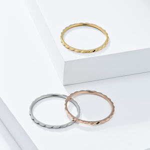 European Style 1mm Titanium Steel <b>Ring</b> For Women Geometric Simple Fashionable Pinky <b>Ring</b> Gift Jewelry Silver Gold Rose Gold - Product Image 1