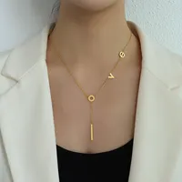 Joyever минималистский стиль водонепроницаемый 18K золотое покрытие из нержавеющей стали с надписью «Love» ожерелье