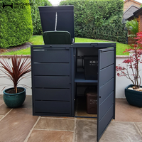 Abri de rangement extérieur élégant en aluminium à toit ouvert pour poubelles, enceinte métallique durable pour l'organisation des déchets, écologique