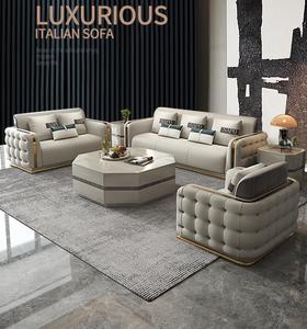 Sofá Seccional Contemporáneo Tapizado en Cuero Artificial con Cojín de Espuma Estilo Victoriano para Sala de Estar - Product Image 1
