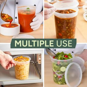 Conteneurs en plastique PP de haute qualité pour la vente en gros, bols à soupe et gobelets avec couvercle trempé pour la restauration, vente en gros en vrac - Product Image 5