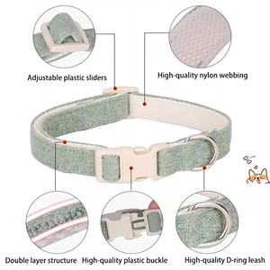 Klassisches umwelt freundliches gepolstertes Hunde halsband und Leinen-Set Neuestes organisches recyceltes nachhaltiges Hanf-Hunde halsband 6 Farben auf Lager - Product Image 5