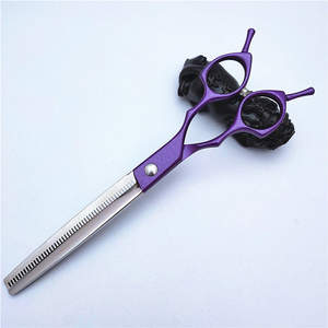 Ciseaux pour animaux de compagnie violets, 7,0 pouces, acier inoxydable 440C, tête droite, pour toilettage et beauté - Product Image 4