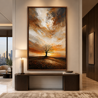 Peinture à l'huile abstraite contemporaine, tons terreux, art mural sur toile, décoration de luxe pour hôtel, villa, salon