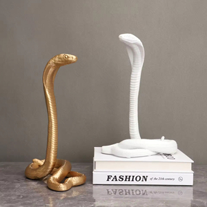 Scultura Animale in Resina <span class=keywords><strong>Cobra</strong></span> Platino di Alta Qualità, Dipinta a Mano, Ornamento Artistico <span class=keywords><strong>da</strong></span> Tavolo per Interni con Colore e Dimensioni Personalizzabili - Product Image 3