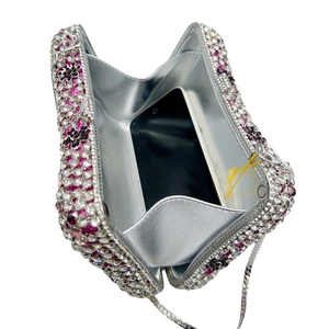 Bolso de Noche Elegante con Cristales y Mariposas Florales para Mujer, Cartera de Mano con Pedrería para Invitadas de Boda, con Cadena Extraíble - Product Image 6