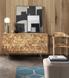 Fauteuil d'appoint en bois de Sheesham nordique avec dossier incurvé, accoudoirs sculptés et pieds effilés – Mobilier de salon moderne et minimaliste - Product Image 6