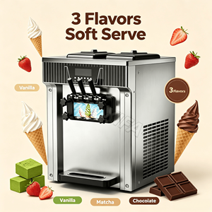 Máquina de Helado Suave de 3 Sabores con Bomba de Espuma Integrada y Limpieza con un Clic para Heladerías - Product Image 1