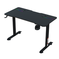 Escritorio Gamer Wquantum Cool LED RGB MDF con Superficie de Melamina, Portavasos, Diseño en Forma de Z y Gancho para Auriculares para Uso en Oficina en Casa y PC