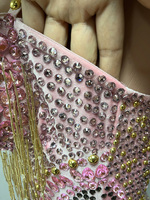 Combinaisons en diamant pour femmes, combinaison sexy en strass pour femmes, thème rose pour soirée