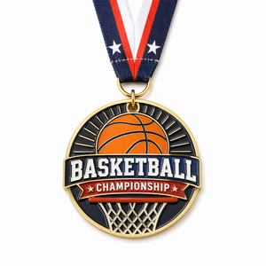 Medaglie Personalizzate 3D in Lega di Zinco per Basket, Pallacanestro, Beach Volley e Streetball con Nastro - Product Image 1