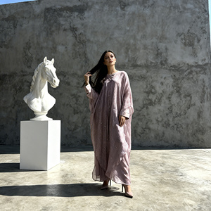 Abaya de Poliéster con Cuentas de Lujo para Mujeres Musulmanas, Elegante, Personalizada, para Fiestas y Eventos, Venta al Por Mayor, OEM - Product Image 3