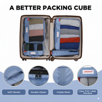 OEM ODM Logo personnalisé Organisateur de bagages Sac de rangement de voyage Basics Ensemble de 4 cubes d'emballage de compression de voyage