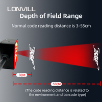 Escáner de Código de Barras Fijo de Alta Velocidad LONVILL de 55 cm de Alcance, Escaneo de Códigos DM y QR Unidimensionales, IP65, para Centro de Clasificación