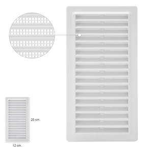 Griglia in plastica da incasso con rete posteriore 25x12 cm. - Product Image 2