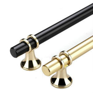 Yb <b>Black</b> Bar Cabinet Handles Zinc Alloy Minimalist Wardrobe Drawer Hardware Gold Trim 805 - Product Image 5