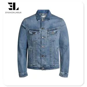 LARSUR xintang guangzhou denim kot ceket fabrika üreticisi özel erkek denim ceketler erkek kot ceketler sonbahar kış