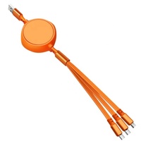 Câble USB Type-C télescopique à logo personnalisé de forme unique, matériau TPE tressé, multifonction 3 en 1, câbles de charge rapide rétractables