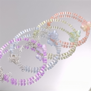Bracelets tendance en mini-perles de verre scintillantes pastel, double rangée dégradée <span class=keywords><strong>4</strong></span> tons, bracelet souple superposable pour femme - Product Image 1