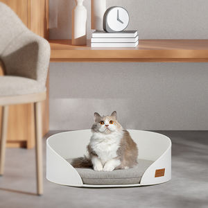 Lit pour animaux de compagnie en feutre écologique, pliable, lavable, de forme ronde, avec motif solide, personnalisé en gros, avec tapis chaud en polaire pour chat et chien - Product Image 2