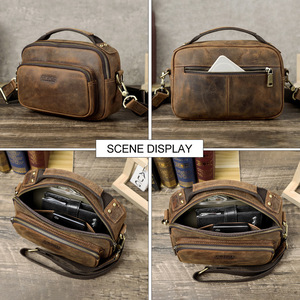 Bolso bandolera de hombro para hombre de cuero Crazy Horse Retro Black <span class=keywords><strong>Angel</strong></span> 2025, bolso portátil informal de cuero genuino para hombre - Product Image 2