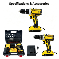 Perceuse sans fil 21V, 30NM, 1500 tr/min, perceuse électrique portative, kit d'accessoires professionnels 26 pièces, OEM, garantie 1 an, industrielle