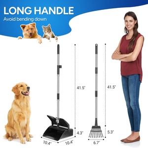Bandeja de <span class=keywords><strong>Metal</strong></span> de mango largo ajustable portátil, rastrillo, pala para mascotas, caca para perros - Product Image 4