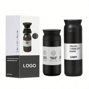 Mug à café de bureau moderne en acier inoxydable personnalisé de 350 ml, isotherme, anti-fuite, avec couvercle, noir - Product Image 2