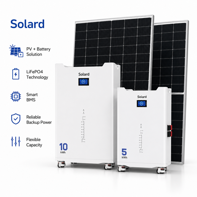 Solard WIFI Smart Monitoring off Grid Solar Backup Power 8000 Cycles Stackable LiFePO4 51V 200Ah 10kWh Solar Battery Pack