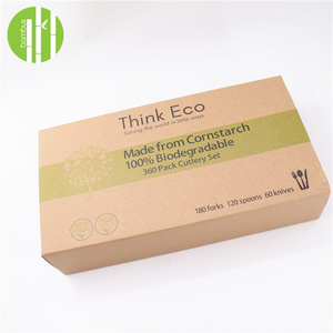 Ensemble de fourchettes, cuillères et couteaux en bois jetables Bambus sans couverts en plastique de remplacement biodégradables (300 pièces-120 fourchettes - Product Image 5