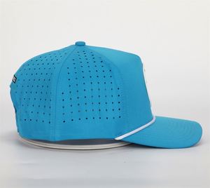 Casquette de baseball personnalisée 5 panneaux en caoutchouc de haute qualité avec logo, chapeau perforé imperméable découpé au laser - Product Image 4