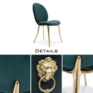 Silla Moderna en Oferta con Acabado en Latón Pulido y Asiento de Terciopelo Inspirada en el Arte Surrealista para Restaurante, Apartamento y Bar en Casa - Product Image 5