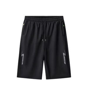 Shorts <span class=keywords><strong>cargo</strong></span> décontractés pour homme en toile tissée extensible noire, taille mi-haute élastique, poche latérale, motif uni, pantalon uni, séchage rapide - Product Image 1