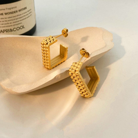 Boucles d'oreilles à motifs à bracelet carré en acier titane joyas de acero inoxidable al por mayor bijoux de mode boucles d'oreilles pour femmes