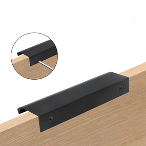 Kitchen Back Mount Finger Edge <strong>Pull</strong> Handle <strong>Matte</strong> Brass <strong>Black</strong> Furniture Cabinet <strong>Pull</strong> Handles - Product Image 1