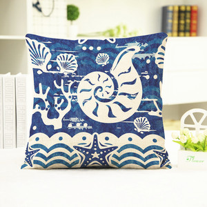 Summer New Blue Mediterranean Ocean Style Taie d'oreiller en lin Conch Sailboat Home Cushion housse de <span class=keywords><strong>coussin</strong></span> de haute qualité - Product Image 3