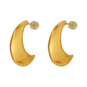Moon Shaped Hoop Earrings Gold <b>Titanium</b> Steel Everyday Wear Women's Fashion Jewelry - Product Image 5